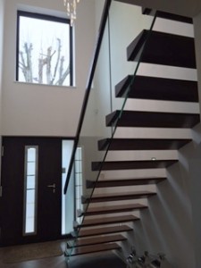Floating Oak and Glass Stairs