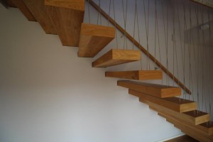 Cantilevered stairs, staircase, jea, design, irish, oak balustrade