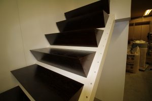 Dark hardwood treads stairs