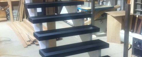 Modern Cut String Open Rise Stairs ready for installation in Dublin