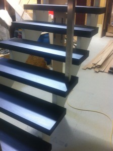 Modern cut string open rise stairs