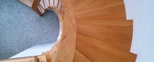 Oak & Stainless Steel modern curved stairs