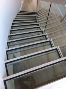 Stairs Ireland, Cantilevered curved stairs with glass treads