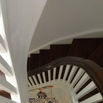 stained oak curved stairs