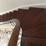 Traditional staircase in dark oak and white