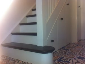 straight stairs ireland with painted risers and under stair storage hardwood treads